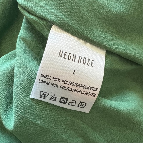 NEON ROSE Printed Tiered Lined Midi Dress Green Floral Size Large - Picture 9 of 10